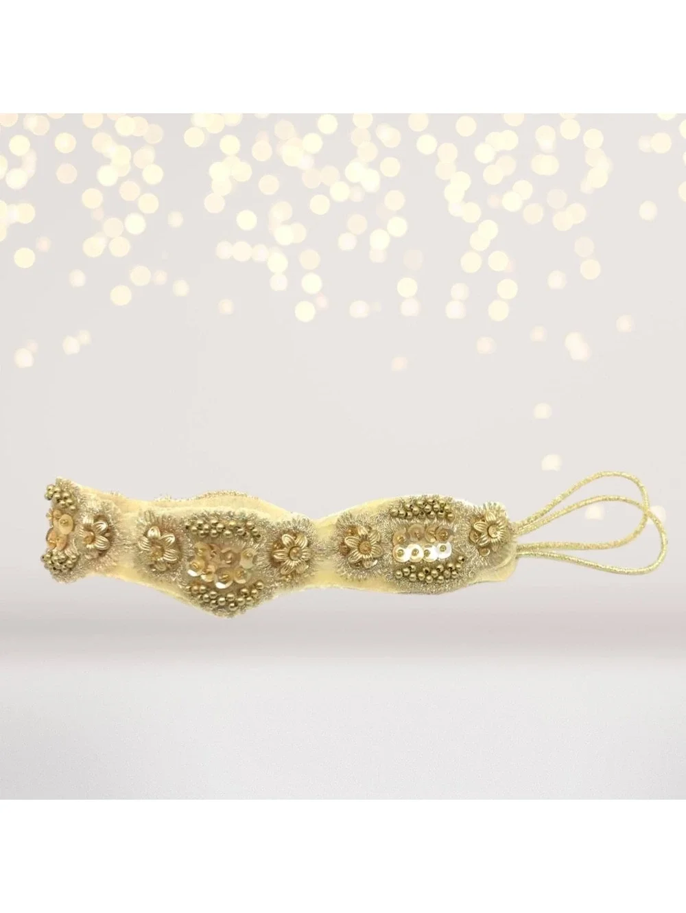 Scalloped Gold Beaded Headband